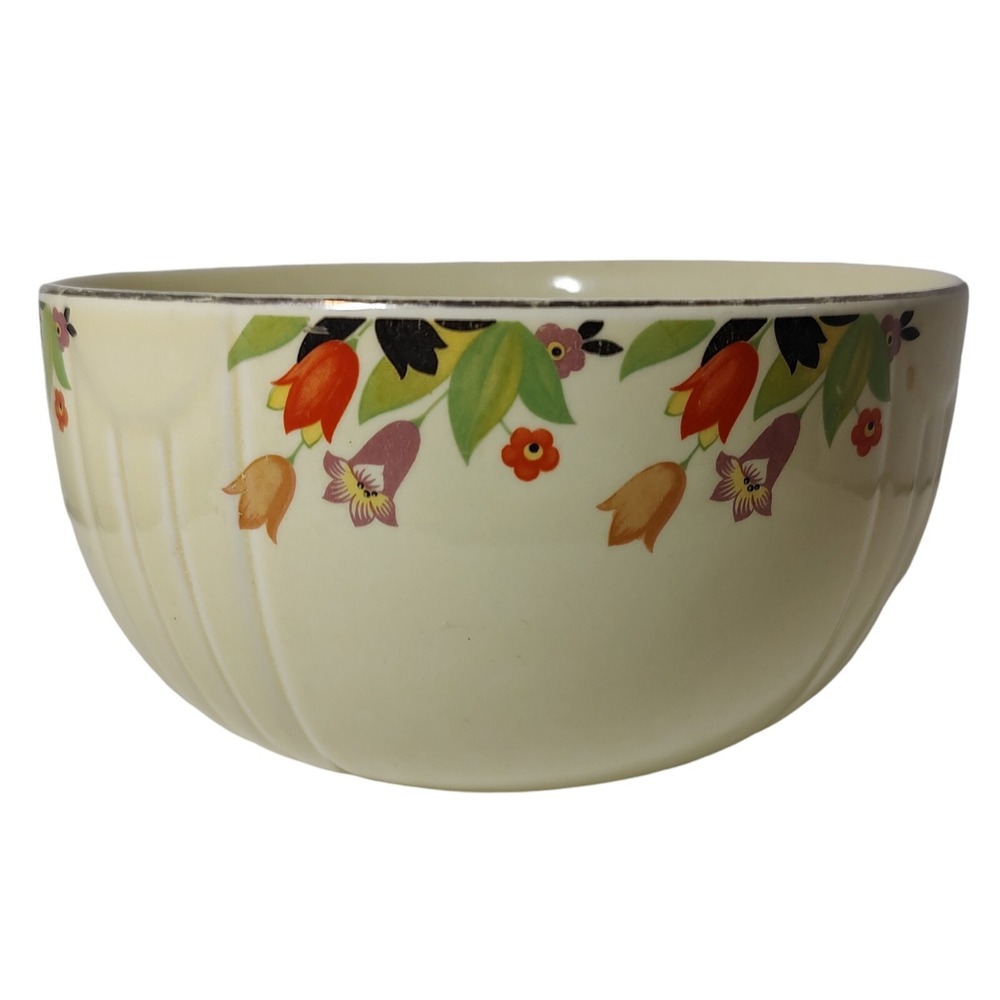 Halls Superior Mixing Bowl Crocus Quality Kitchenware Floral Pattern Yellow SEE